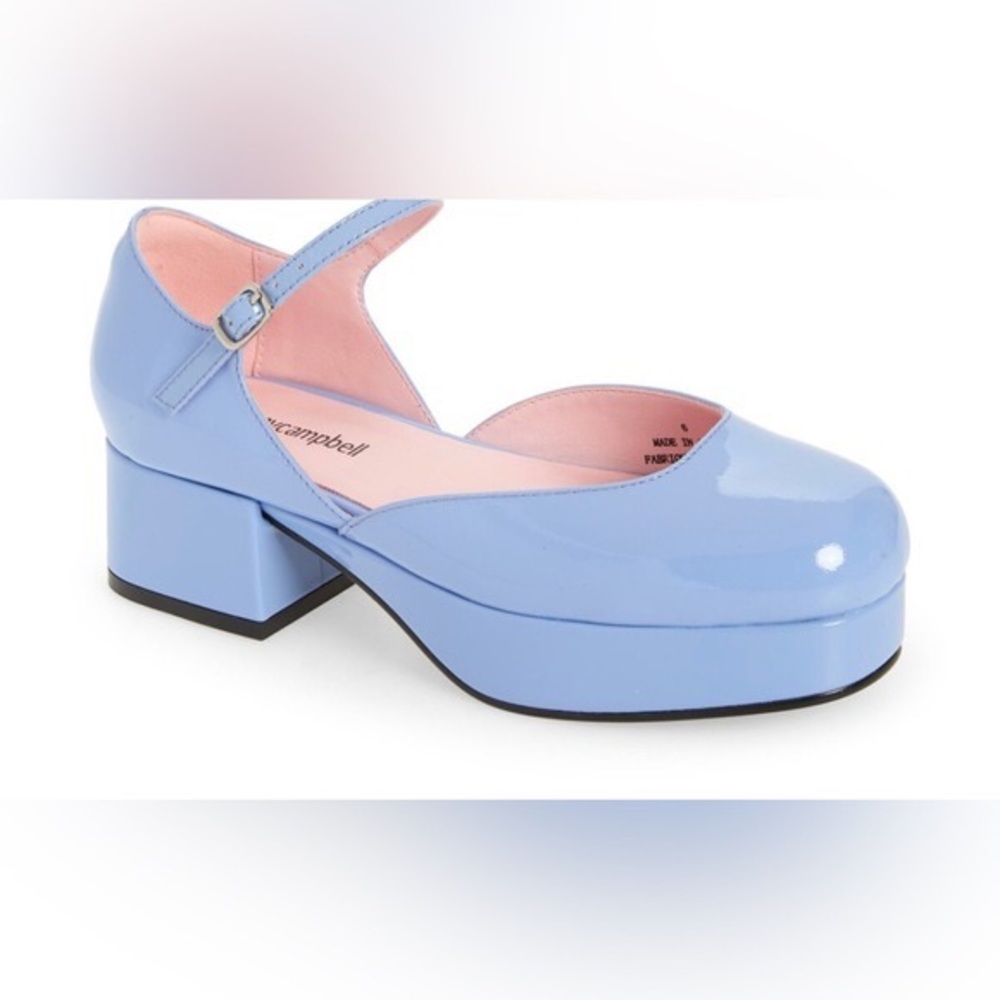 Jeffrey Campbell Ecolier light blue pump with ankle strap